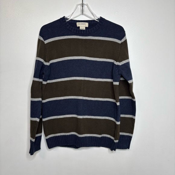 J. Crew Other - J.Crew Striped Cotton Knit Sweater Blue Green Gray Small
